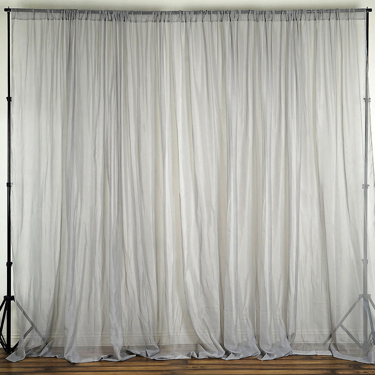 Silver Fire Retardant Sheer Organza Drape Curtain Panel Backdrops With Rod Pockets#whtbkgd