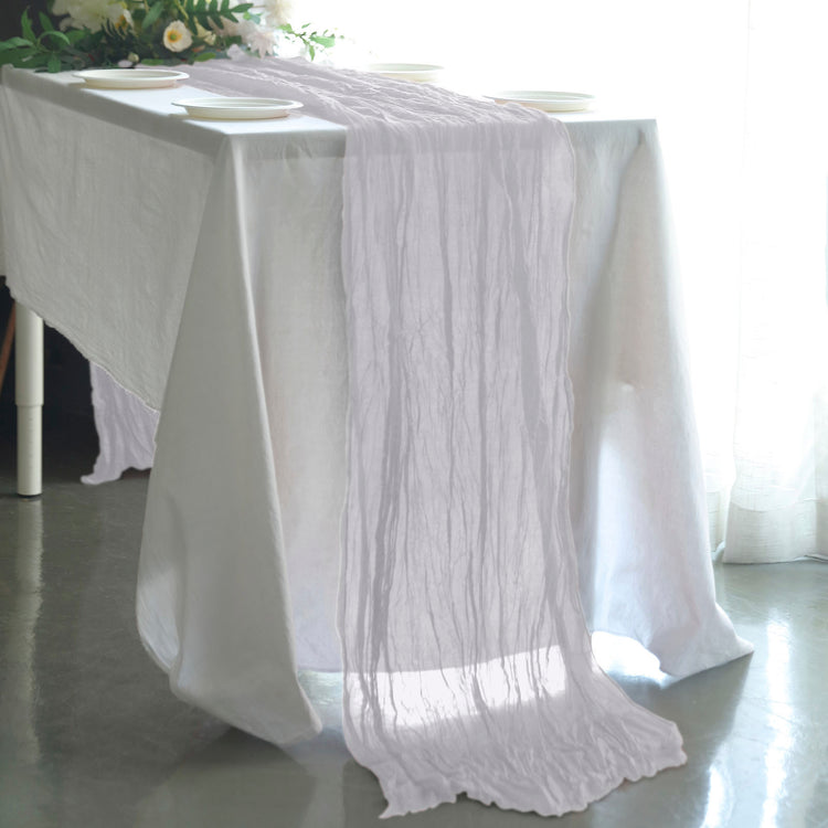 10 Feet Silver Gauze Cheesecloth Table Runner