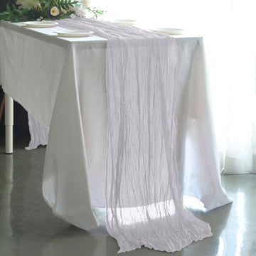 Silver Gauze Cheesecloth Boho Table Runner 10ft