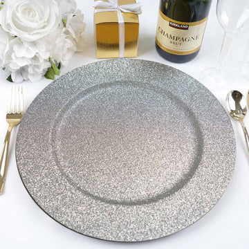 Add Sparkle to Your Tables with Silver Glitter Acrylic Charger Plates
