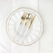 24 Pack Silver 8 Inch Glittered Gold Plastic Disposable Cutlery Set