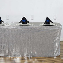 17FT  Glitzy Sequin Table Skirts - Silver