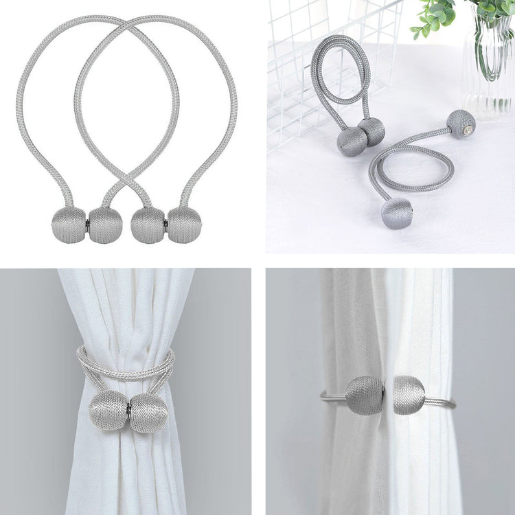 2 Pack Silver Magnetic Curtain Tie Backs 