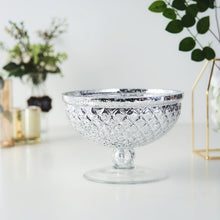 8 Inch Silver Mercury Glass Compote Vase Pedestal Centerpiece 