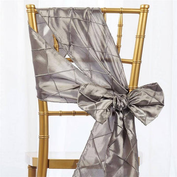 5 Pack | Silver Pintuck Chair Sashes | 7"x106"