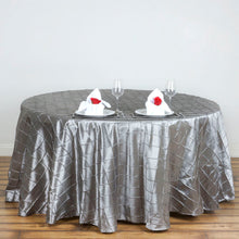 Round Silver Pintuck Tablecloth 120 Inch   