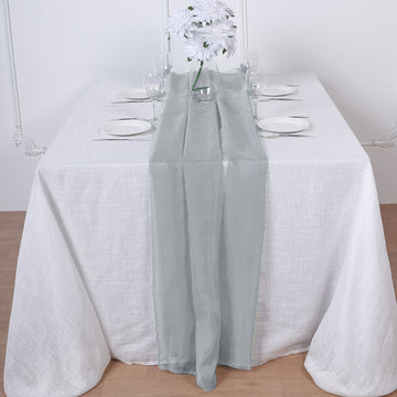 Elevate Your Event Decor with the Silver Premium Chiffon Table Runner