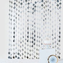 Tinsel Streamer Fringe Circle Silver Metallic Foil Curtain Backdrop 3 Feet By 6.5 Feet
