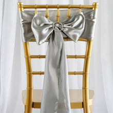 5 pack - 6"x106" Silver Satin Chair Sashes