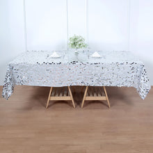 60 Inch x 102 Inch Silver Big Payette Sequin Rectangle Tablecloth