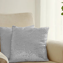 18 Inch Square Throw Pillow Case Cover In Silver Sequin Lamour Satin