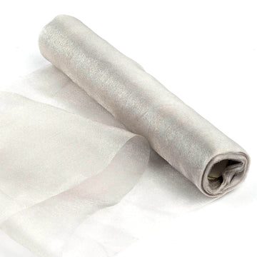 12"x10yd | Silver Sheer Chiffon Fabric Bolt, DIY Voile Drapery Fabric