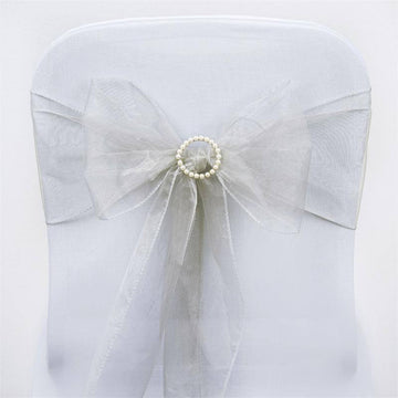 Versatile and Dazzling Silver Sheer Organza Chair Sashes