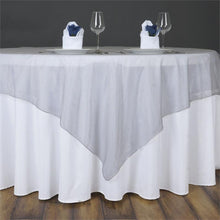 Silver Sheer Organza 60 Inch x 60 Inch Square Table Overlay#whtbkgd
