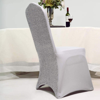 Elegant gray chair cover for dining or events, showcasing a sleek design.