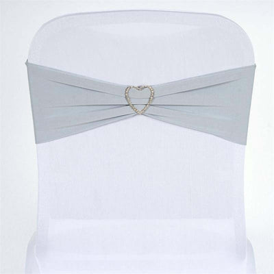 Silver chair sash with heart-shaped embellishment