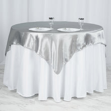 Silver Square Smooth Satin Table Overlay 60 Inch x 60 Inch
