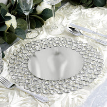 Silver 14 Inch Wired Metal Acrylic Crystal Beaded Charger Plate