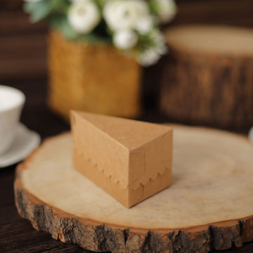Natural Brown Triangular Cake Boxes for Elegant Party Favors