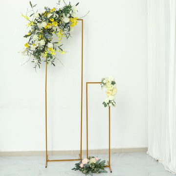 Slim Gold Metal Frame Wedding Arch, Rectangular Backdrop Stand, Floral Display Frame 6.5ft