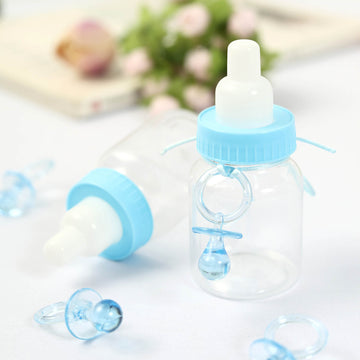 12 Pack Small Blue Decorative Baby Pacifiers, Baby Shower Favors
