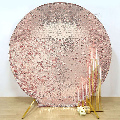 Rose gold sequin backdrop with gold candle holders and candles