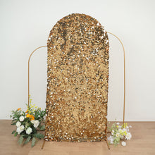 Sparkly Gold Double Sided Big Payette Sequin Fitted Wedding Arch Cover For Round Top Chiara Backdrop