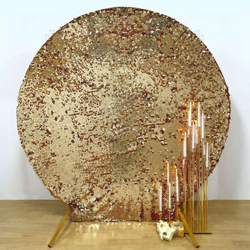 7.5ft Sparkly Gold Big Payette Sequin Wedding Arch Backdrop Cover, Round Fitted Arbor Cover