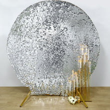 7.5ft Sparkly Silver Big Payette Sequin Round Fitted Wedding Arch Cover
