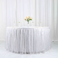 Silver Sequin Satin Table Skirt 17 Feet Pleated Velcro Top Strip