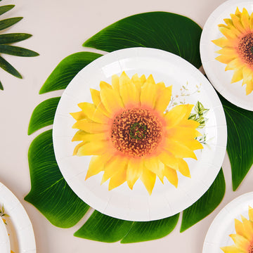25 Pack Sunflower Premium Dinner Paper Plates, Disposable Party Plates 9"