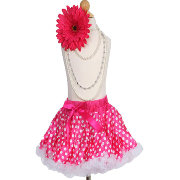 Sweet Pink and White Polka Dots Ruffle Tutu Skirt - S