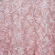 Round Tablecloth 120 Inch Blush Rose Gold Grandiose 3D Rosette Satin#whtbkgd