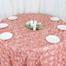 3D Rosette Design Tablecloth Dusty Rose 120 Inch Satin Material