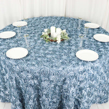 3D Rosette Design Tablecloth Dusty Blue 120 Inch Satin Material