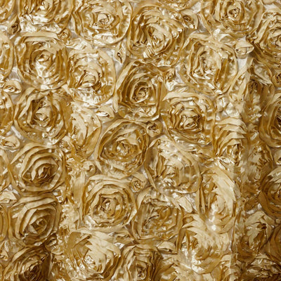 Gold rose-patterned fabric with a textured finish.