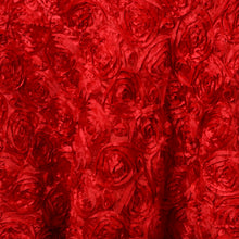 132inch Red Grandiose Rosette 3D Satin Round Tablecloth#whtbkgd