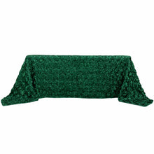 3D Rosette Hunter Emerald Rectangular Tablecloth 90X132 Inch Satin