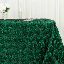 Satin Hunter Emerald Rectangular Tablecloth 3D Rosette 90X132 Inch