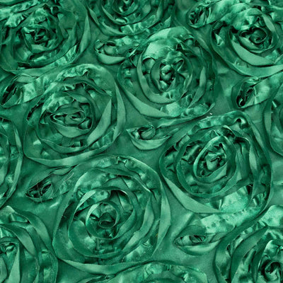 Green satin rose fabric texture with intricate floral design.
