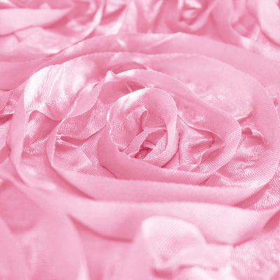 Pink satin rose fabric with intricate texture and detail.