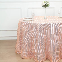 120inch Blush Rose Gold Sparkly Geometric Glitz Art Deco Sequin Round Tablecloth