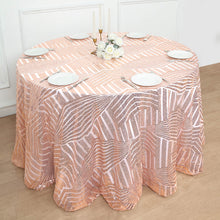 120inch Blush Rose Gold Sparkly Geometric Glitz Art Deco Sequin Round Tablecloth