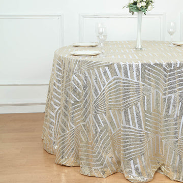 Champagne Seamless Diamond Glitz Sequin Tablecloth - Add Glamour to Your Event Decor