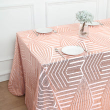 90x132inch Blush Rose Gold Sparkly Geometric Glitz Art Deco Sequin Rectangular Tablecloth
