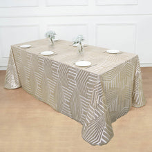 90x132inch Champagne Sparkly Geometric Glitz Art Deco Sequin Rectangular Tablecloth