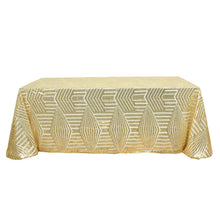 90x132inch Gold Sparkly Geometric Glitz Art Deco Sequin Rectangular Tablecloth