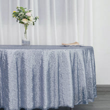 Dusty Blue Seamless Sequin 108 Inch Round Tablecloth