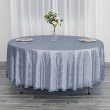 Seamless Dusty Blue Sequin 108 Inch Round Tablecloth