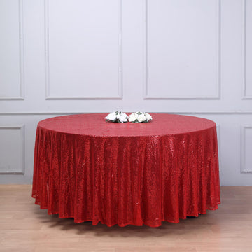 Elevate Your Event with the Red Seamless Premium Sequin Round Tablecloth 108